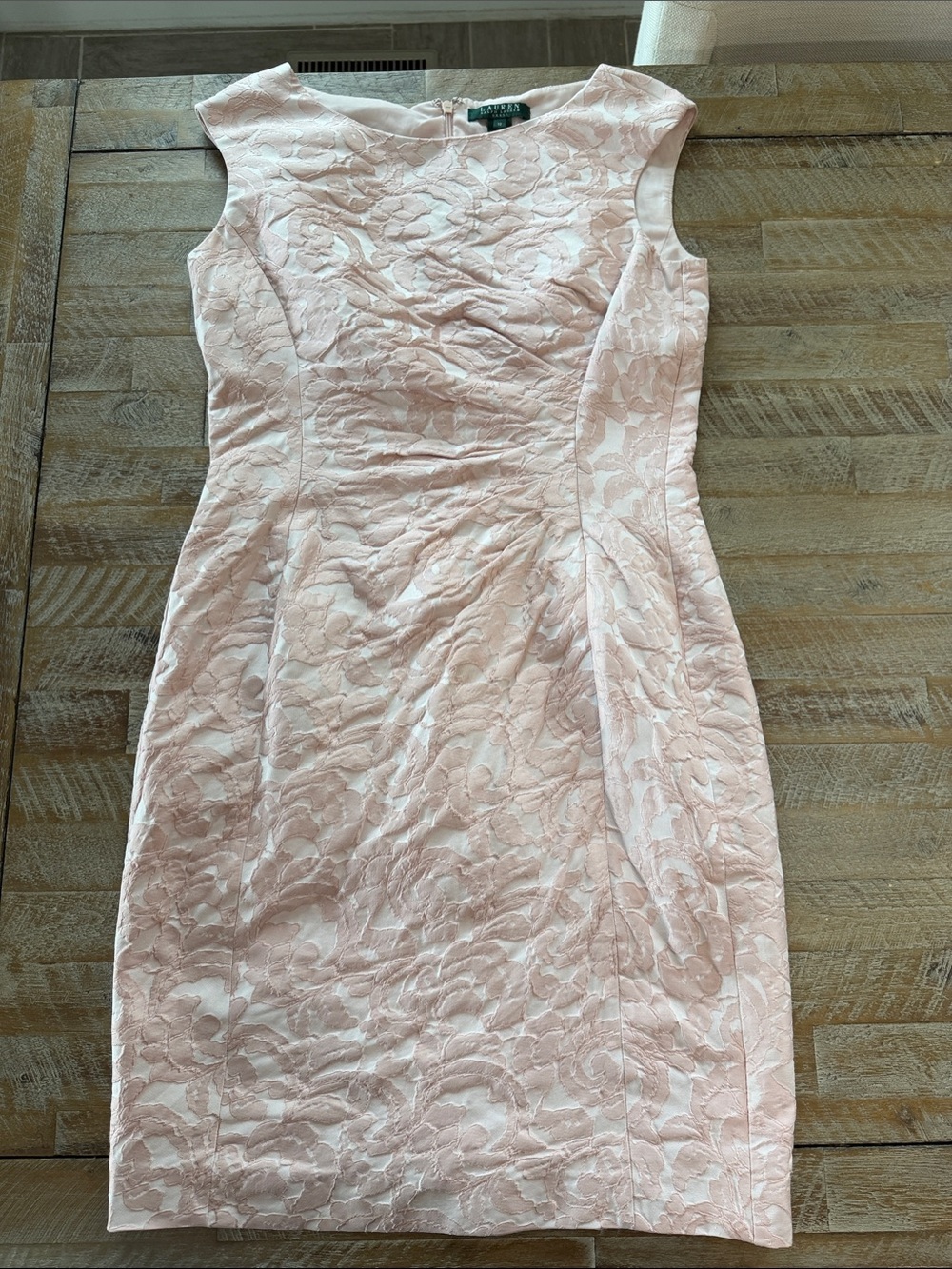 Lauren Ralph Lauren Blush Pink Floral Jacquard Sheath Dress